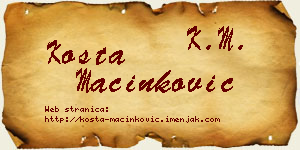 Kosta Mačinković vizit kartica